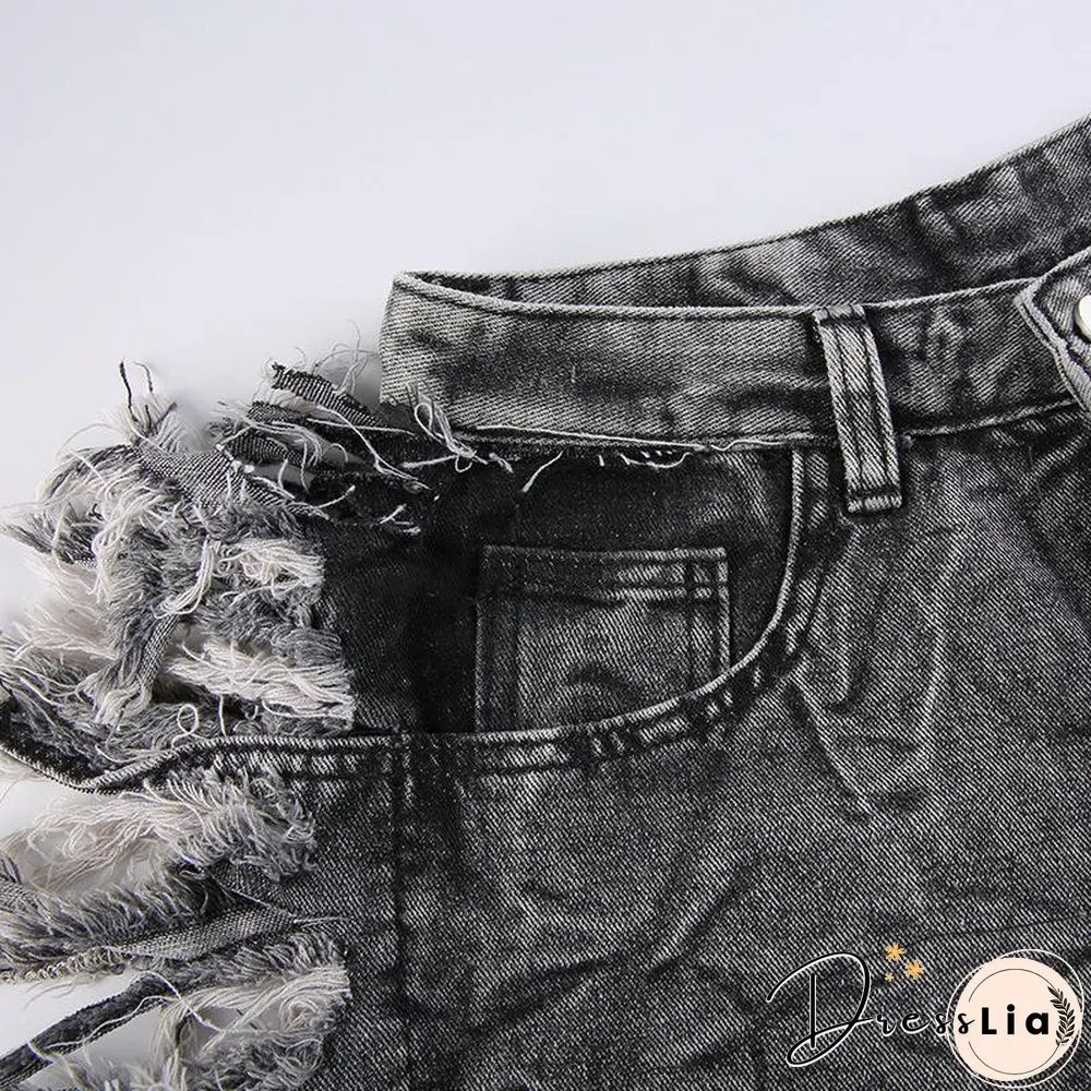 Chic Fringe Embellished Slim Jeans Pants