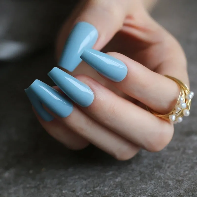 Glossy Ballet false nails red Long coffin Salon art matte Fake nails Transparent rectangle-Nail Inspo