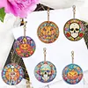 6PCS Diamond Painting Double Sided  Skull Glass Pumpkin Halloween Keychains Kit