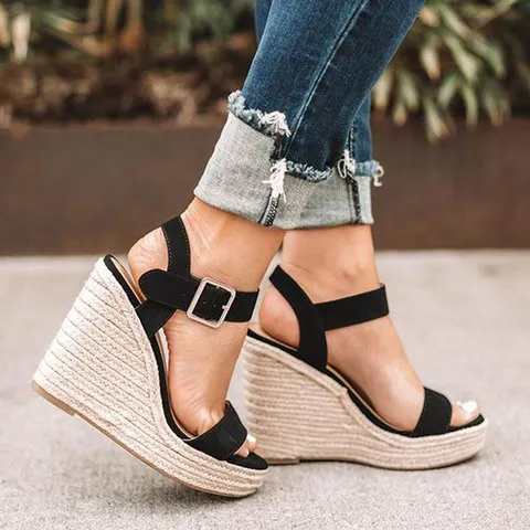 Comemore Ladies Shoes Platform Sandals Women Comfortable Wedges High Heels Pumps Sandalia Espadrilles Female Summer Plus Size 43