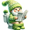 (Small Size)Gnome Goes To Toilet - 18CT Stamped Cross Stitch - 25*25cm