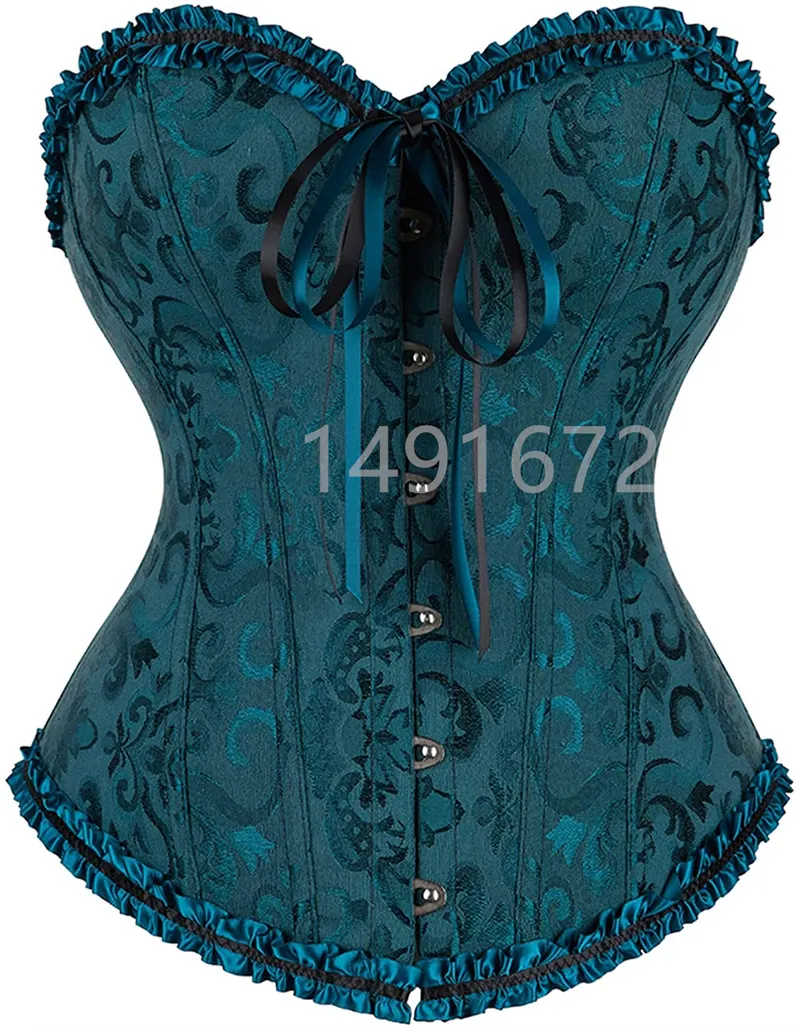 Billionm Sapubonva Corsets and Bustiers Tops Women Sexy White Black Green Vintage Flower Print Overbust Plus Size Lingerie Corselet