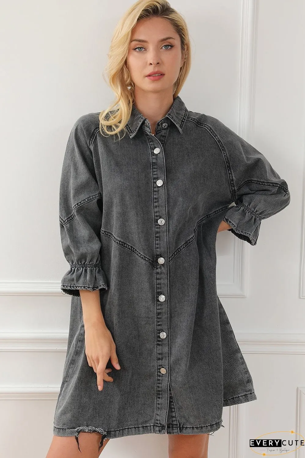 Drop Shoulder Denim Dress