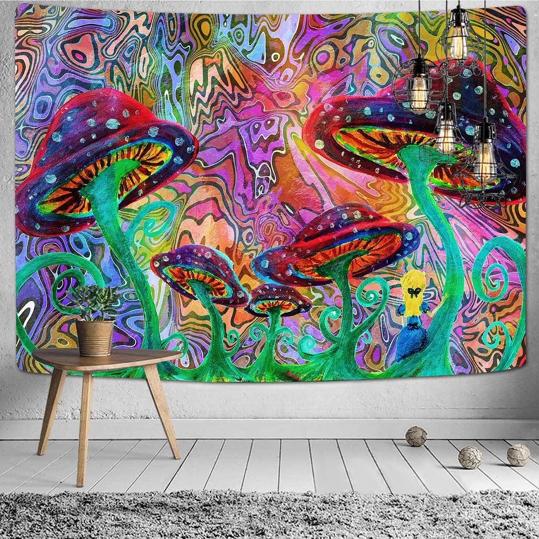 Viking Raven Tapestry Mysterious Viking Meditation Psychedelic Runes Art Wall Hanging Tapestries for Living Room Decor Yoga Mat