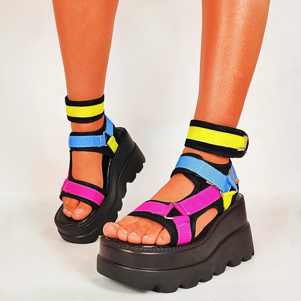 2021 Cool Gothic Style Brand New Cosy Summer High Heels Wedges Sandals Women Casual Platform Shoes Big Size 43