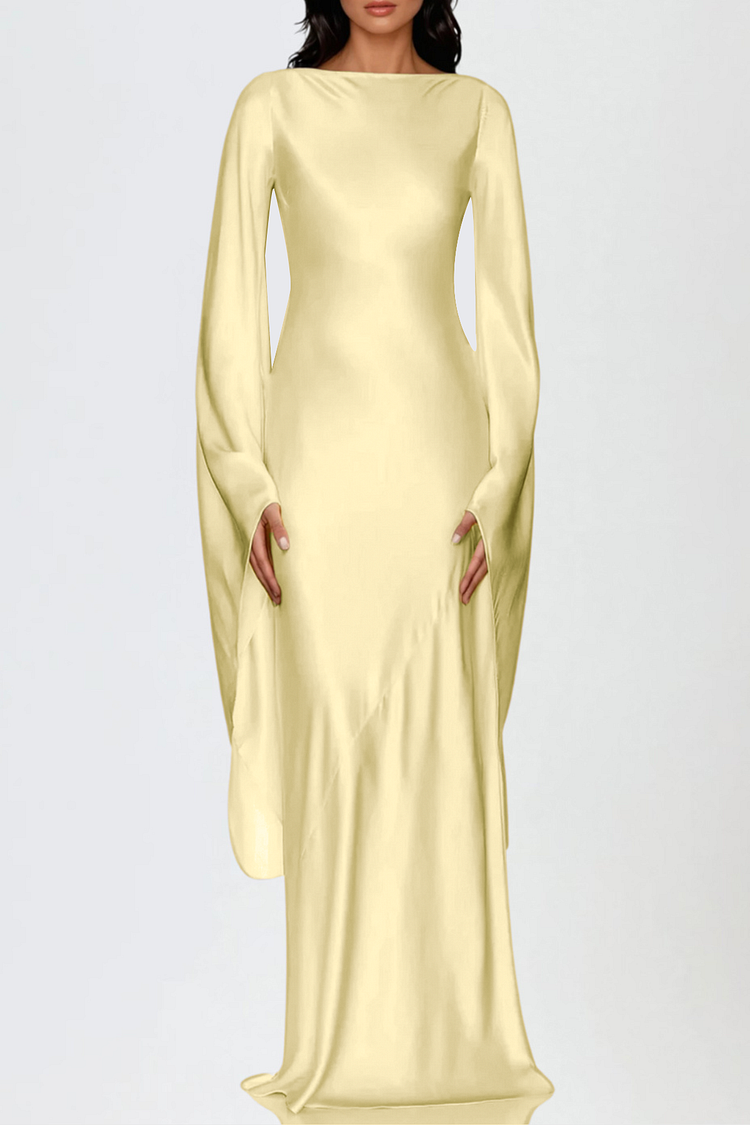 Durante Bell Sleeve Satin Maxi Dress