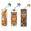 3Pcs Special Shape Owl Diamond Painting Art Bookmark with Pendant for Book Lover