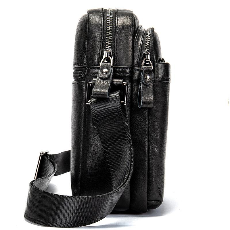 Men's Shoulder Bag Business Casual Leather Solid Color Crossbody Bag