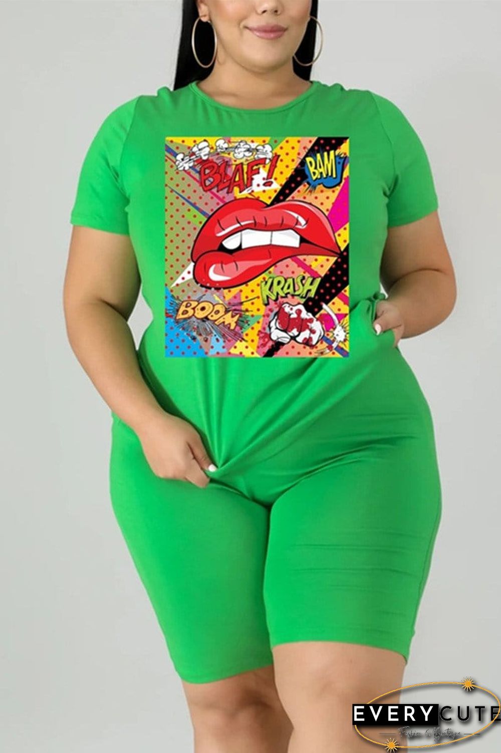 Fashion Casual Printed Plus Size Set