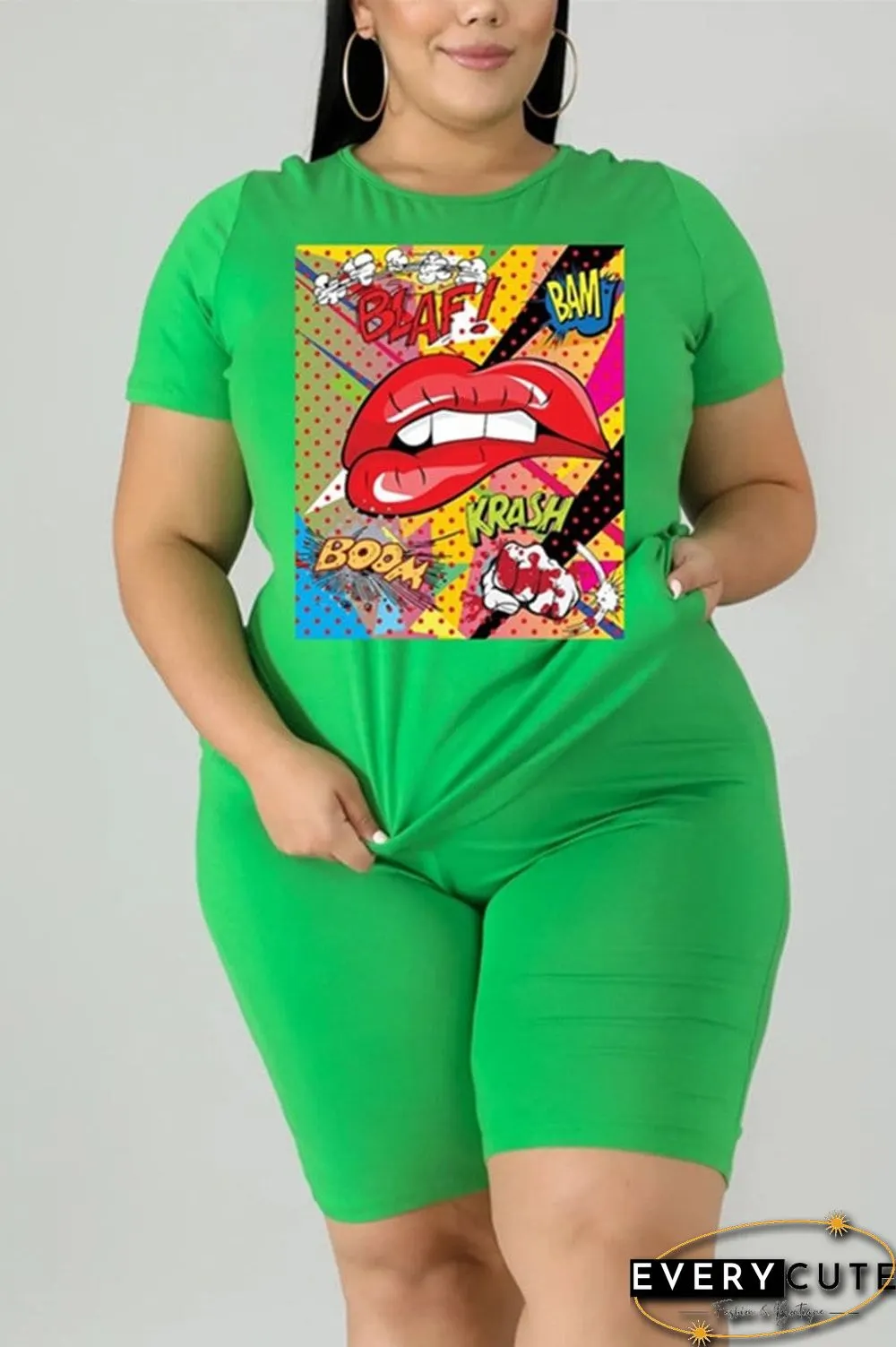 Fashion Casual Printed Plus Size Set