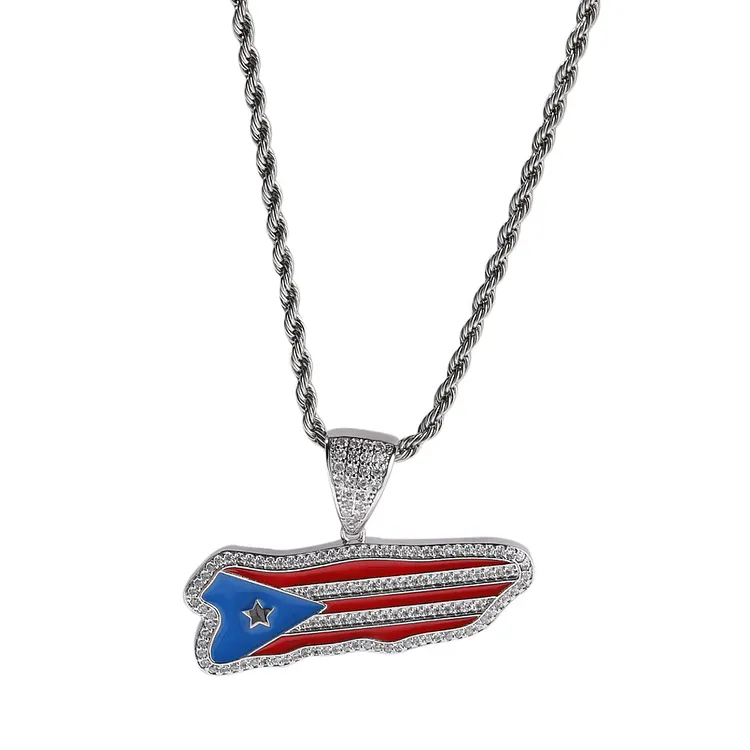 Iced Banner Pendants Hip Hop Bling Bling Necklaces For Men