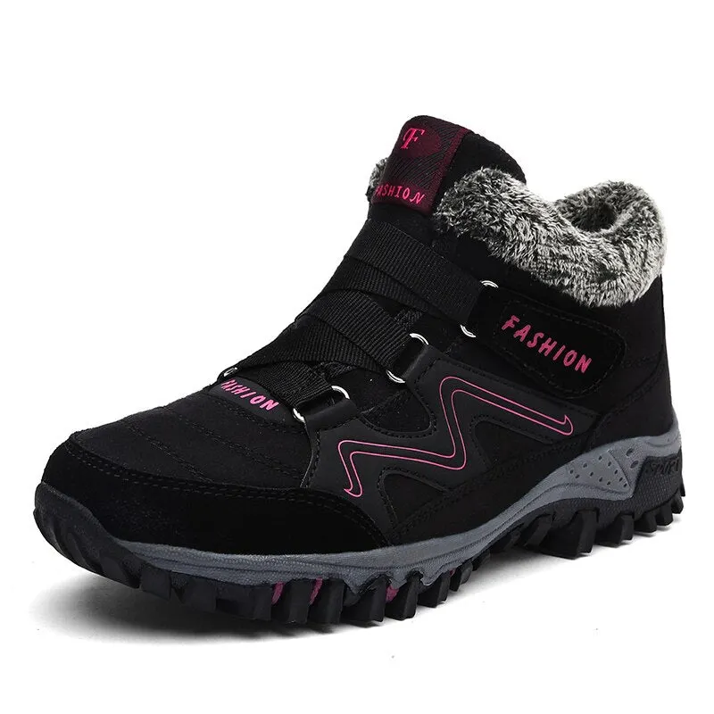 LUFUMA Winter Men Boots with Fur 2022 Warm Leather Snow Boots Men Winter Work Casual Shoes Sneakers High Top Rubber Ankle Boots