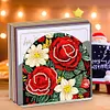 Christmas Acrylic DIY 5D Diamond Art Painting Napkin Holder Set (Red Roses)