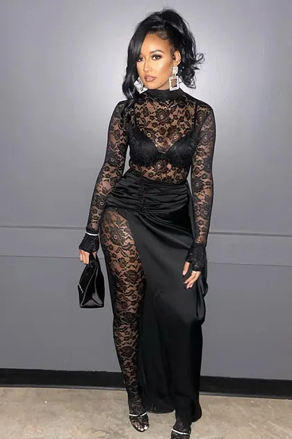knee length dresses for ladies lace mesh dress all-season Cynthia Vincent BAACAL – Baacal main image 1