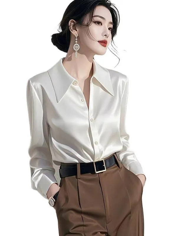Athvotar Athvotar Light Luxury White Acetic Fascination Stender Shirt Woman 2025 New High-End Feel Chic Shirt Top