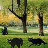 3Pcs Black Cat Garden Scarer Outdoor Cat Decorative Stakes for Home Garden Decor