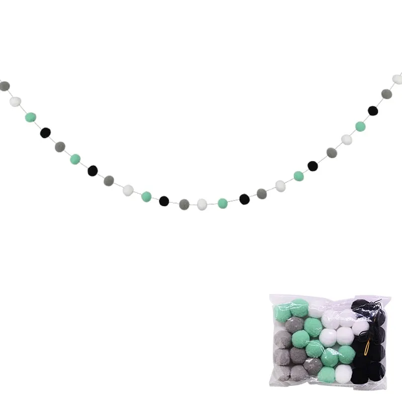 2.5Meter Colorful Pompom Pendant Garland Ins Nordic Series Wool Felt Ball String DIY Handmade Nursery Children Room Decor