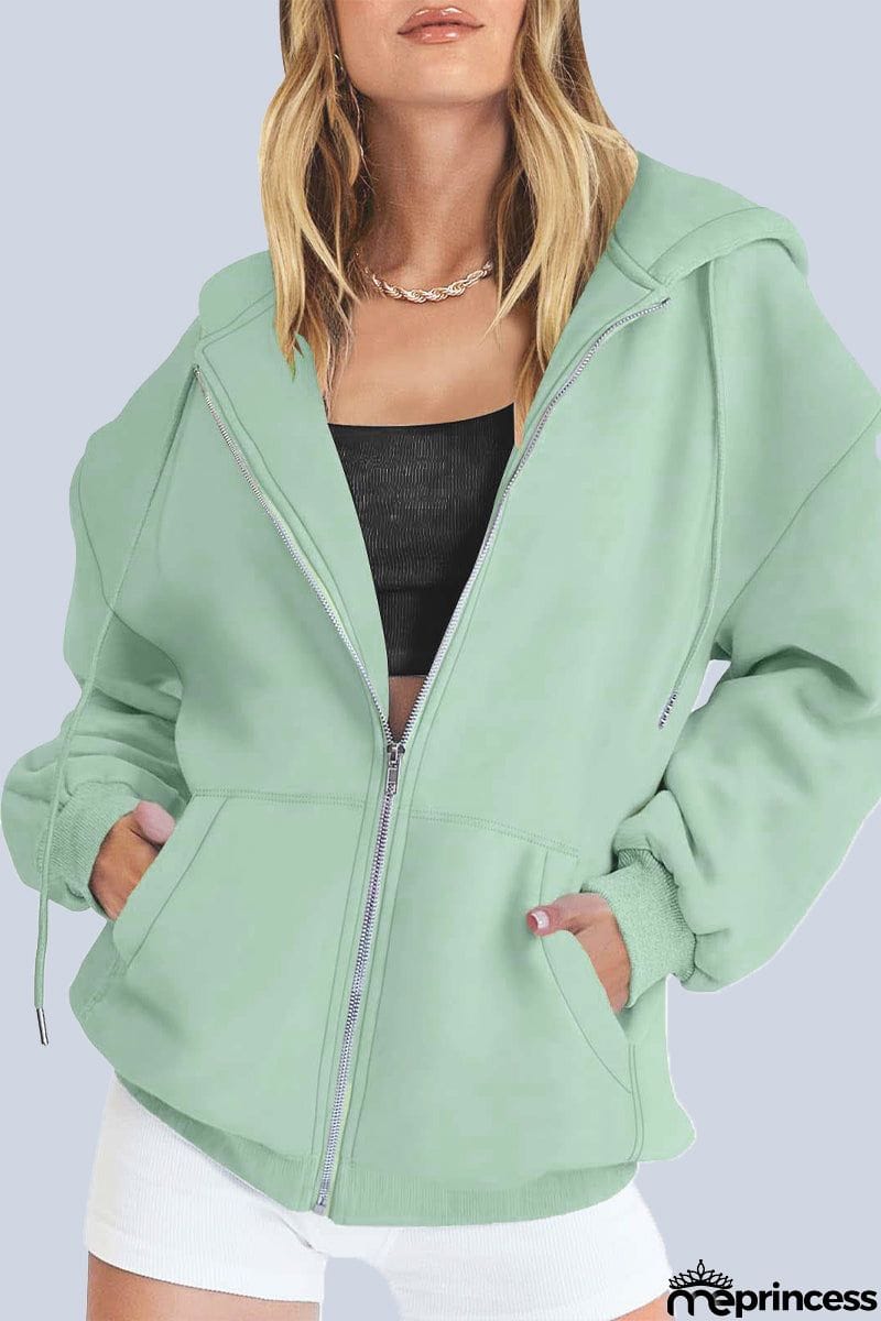 Casual Sportswear Solid Pocket Hooded Collar Outerwear