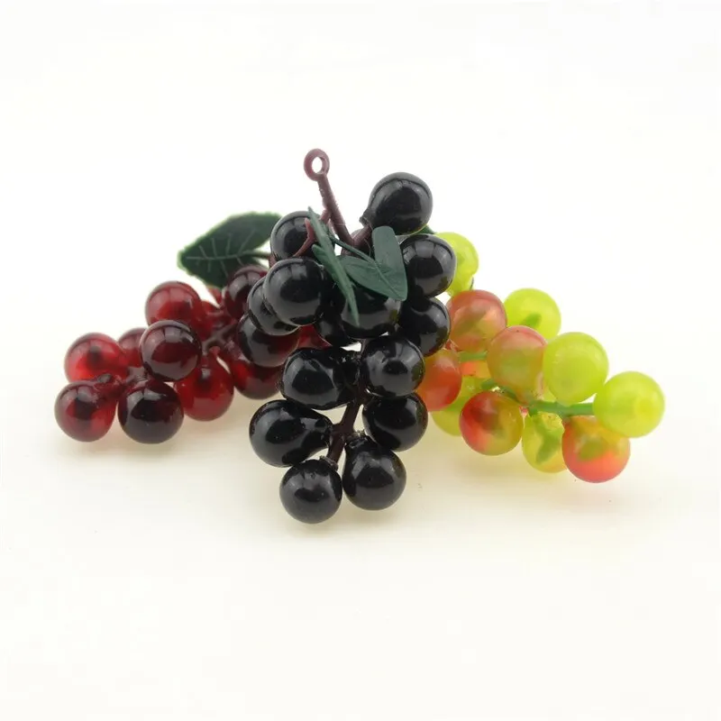 3pcs  Artificial Fake Green Grapes Plastic Fake Decorative Fruit Lifelike Home Wedding Party Garden Decor Mini Simulation Fruit
