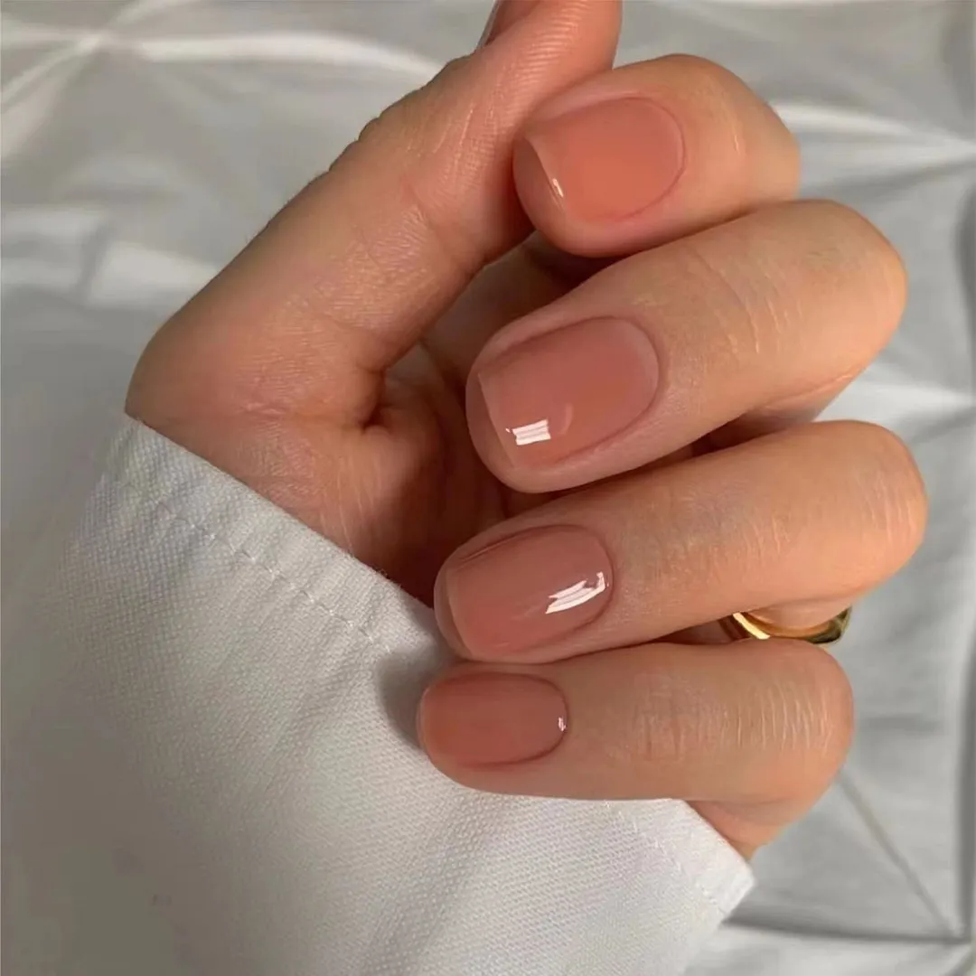 Churchf Churchf Square Solid Color Nail Orange Purple Bright Oil Fake Nails Wearable Beauty Nail Piece Finished Removable Nail Patch