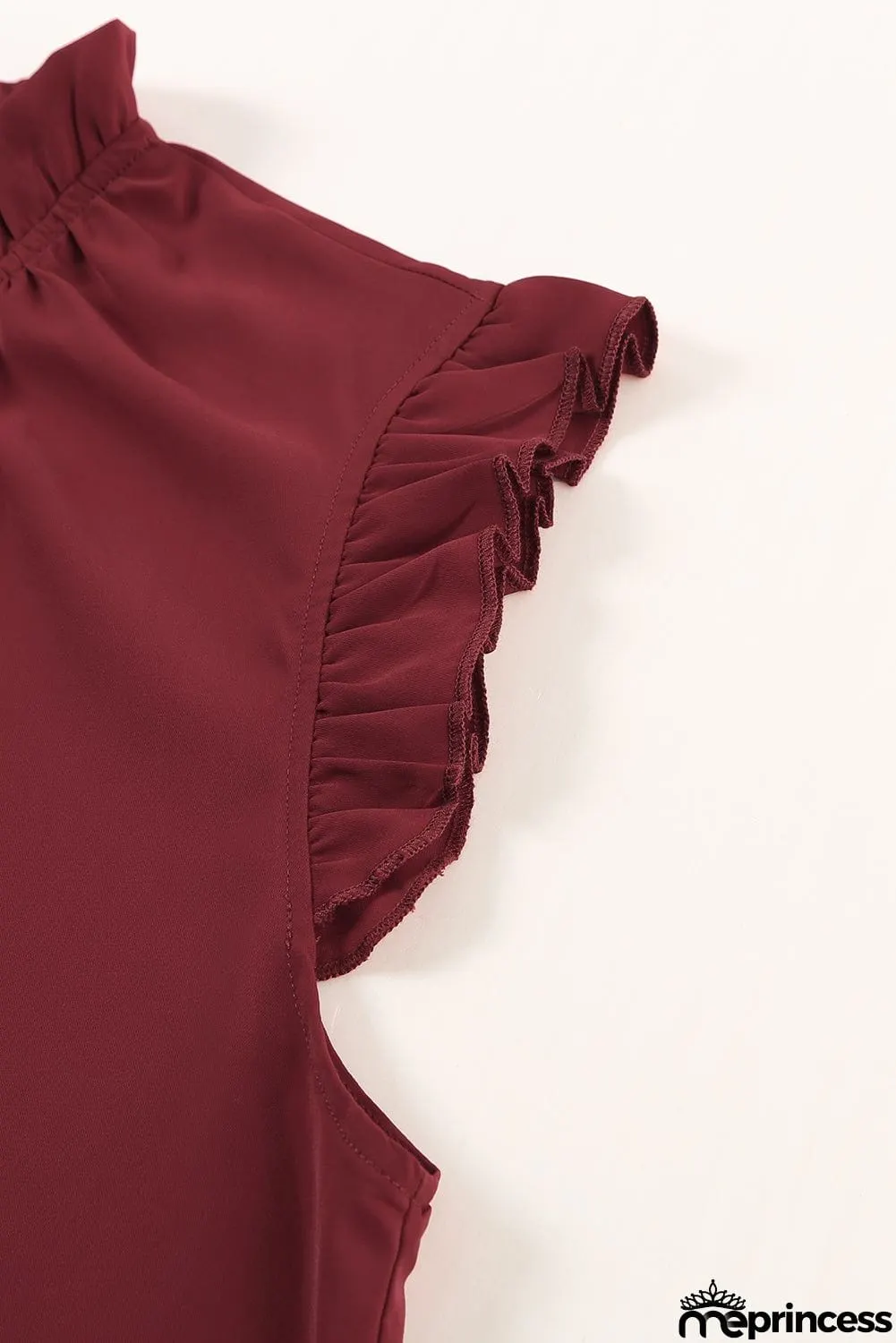 Summer Red Crew Neck Flounced Tank Top