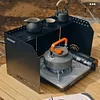 3 Plates Camping Stove Windscreen Foldable Cooking Burner Windproof Screen Tool