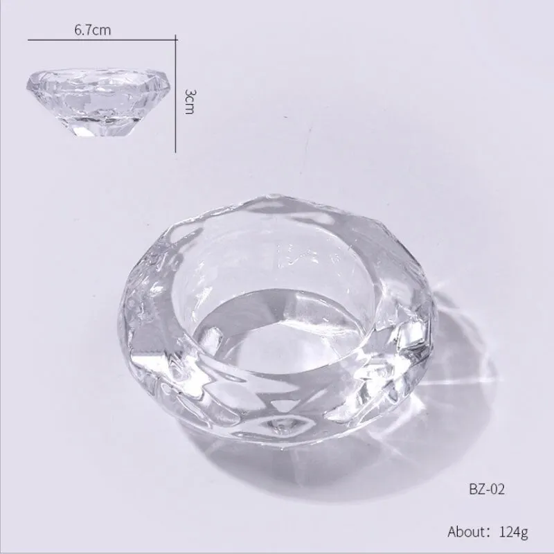 Nail Clear Crystal Glass Bowl Crown Molding Acrylic Powder Container Nail Manicure Color Palette Nail Salon Professional Tools