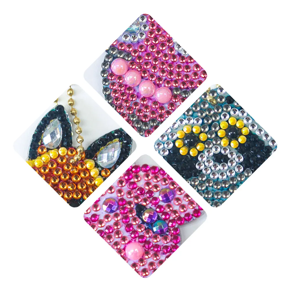 5pcs/set DIY Full Drill Special Shaped Diamond Painting Animal Keychain