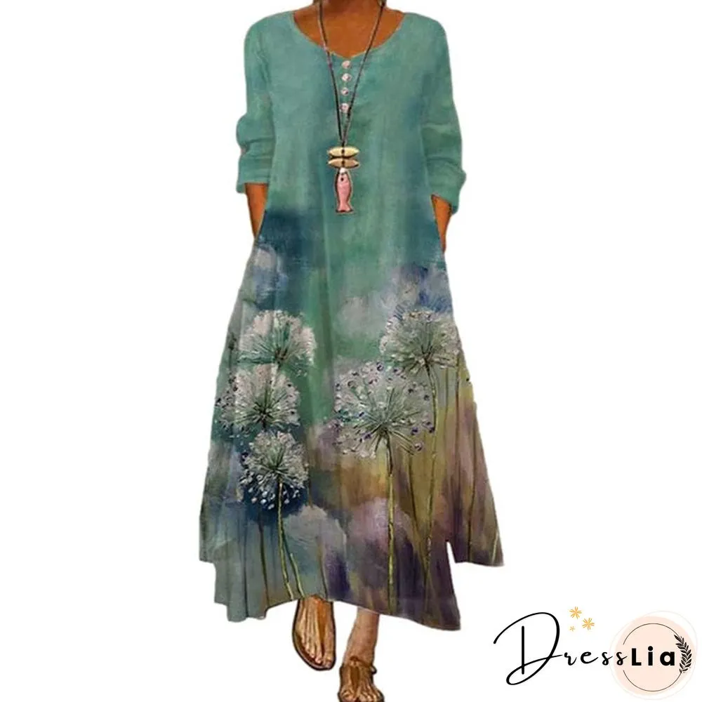 Dress summer style European and American fashion popular printed long sleeved dress female ins online trend hot sale B060