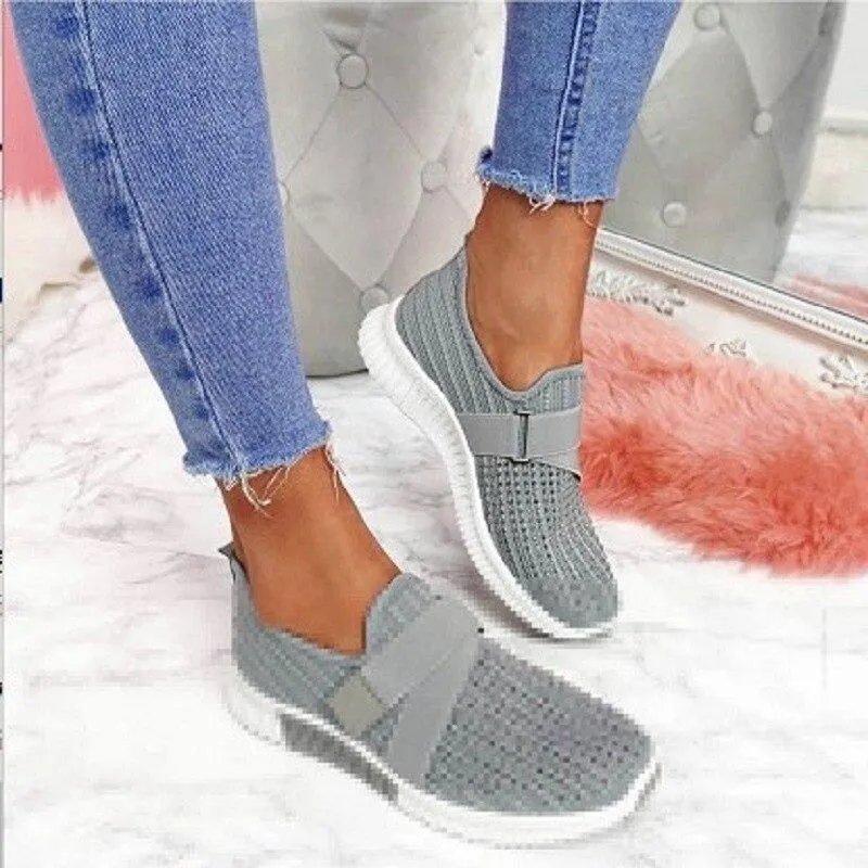 Women Casual Shoes Spring Crystal Solid Female Mesh Sneakers Casual Flat Shoes Women Flats Ladies Sport Shoes White Size 35-43 1103