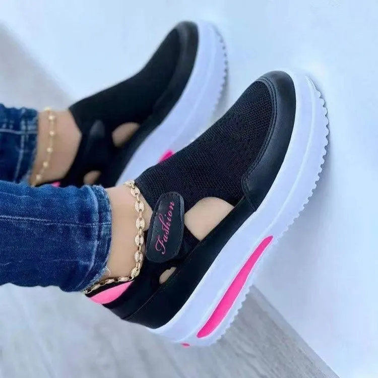 Platform Sneakers Women 2022 Summer New Breathable Mesh Velcro Wedge Casual Sport Shoes Size 43 Non slip Woman Vulcanize Shoes