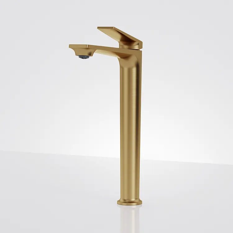 EVERSTEIN High Arc Bathroom Vessel Sink Faucet in Brushed Gold SFS-1320B-GD
