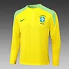 2024 Brazil Half-Pull Training Suit Yellow Football Shirt 1:1 Thai Quality