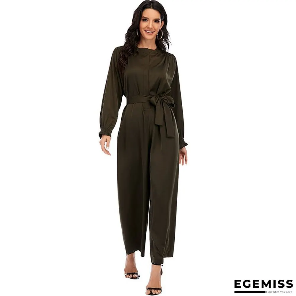 Fashion Jumpsuit Solid Color Waist Temperament Wide-leg Pants | EGEMISS