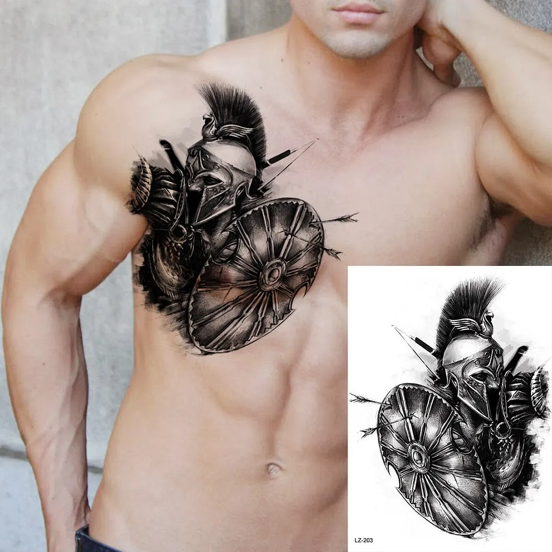 Realistic Knight Tribal Armband Temporary Tattoos For Men Adult Lion Wings Shield Fake Tattoo Body Art Unique Tatoos Large