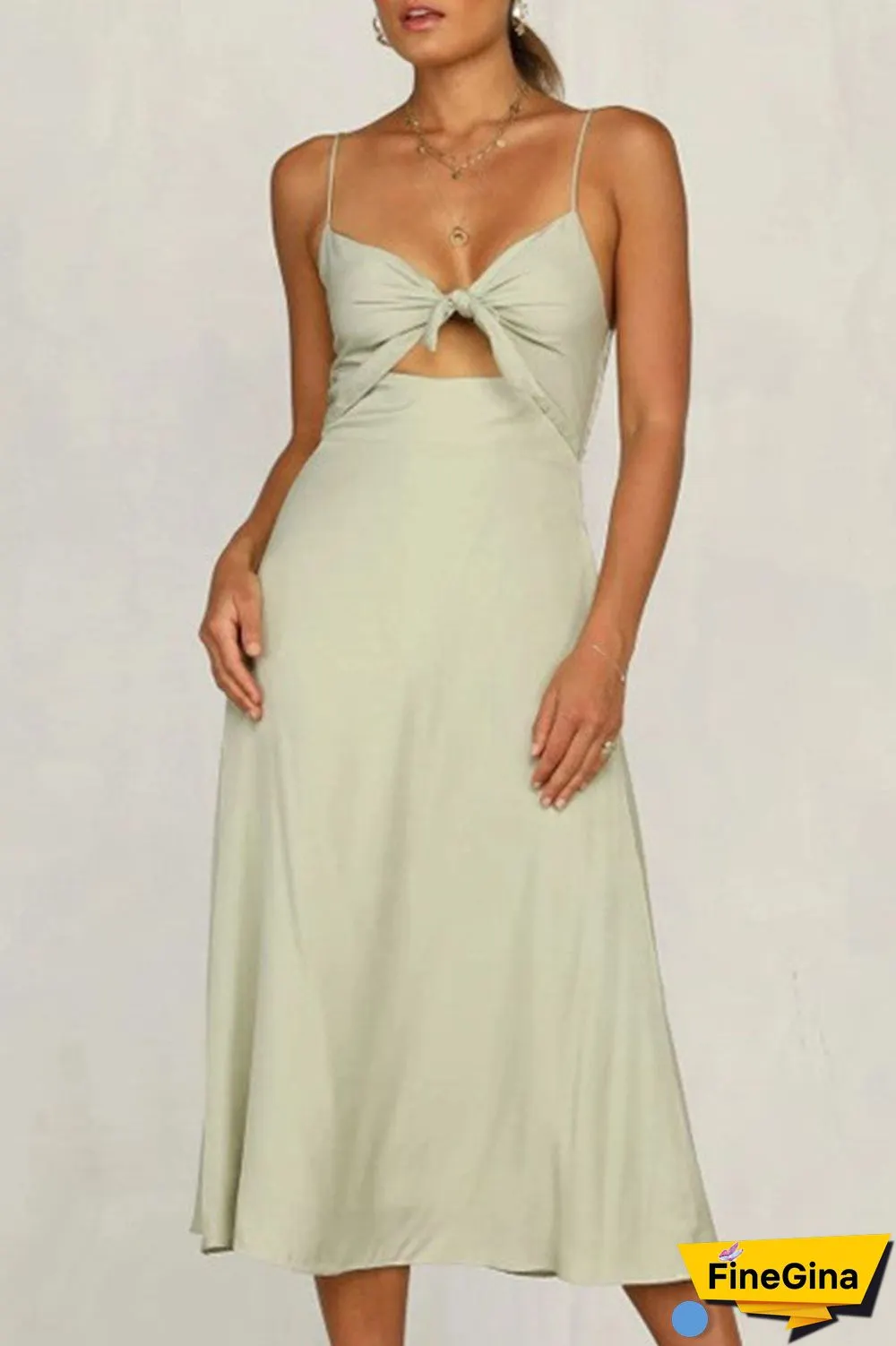 Fashion Casual Solid Hollowed Out Spaghetti Strap Princess Dresses