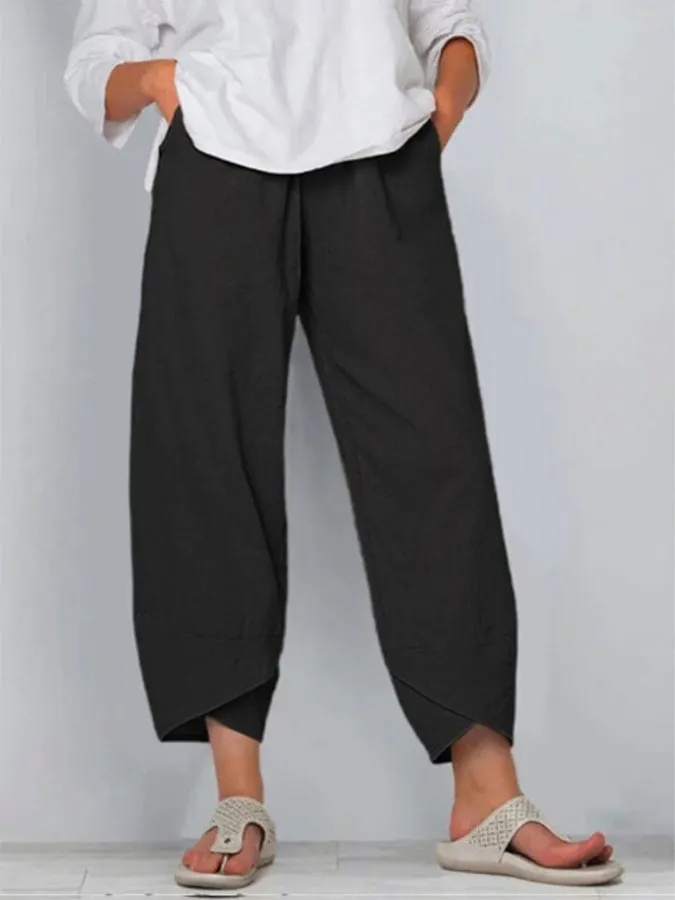 Casual Solid Color Split Trousers