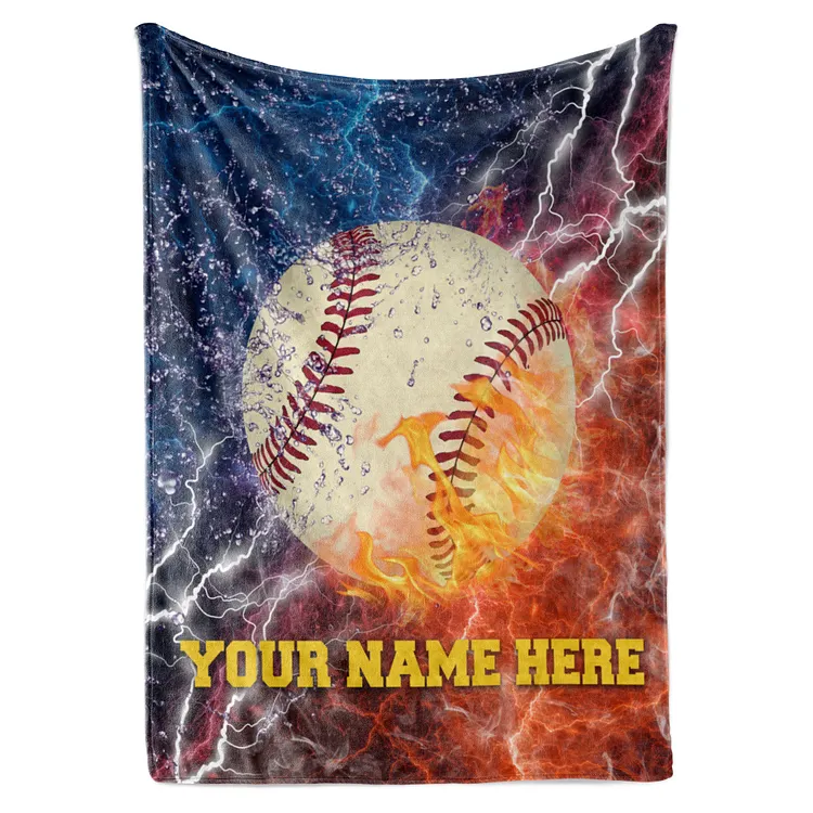 Personalized Baseball Throw Blanket for Kids Gift | Custom Name Blanket | BKKid473