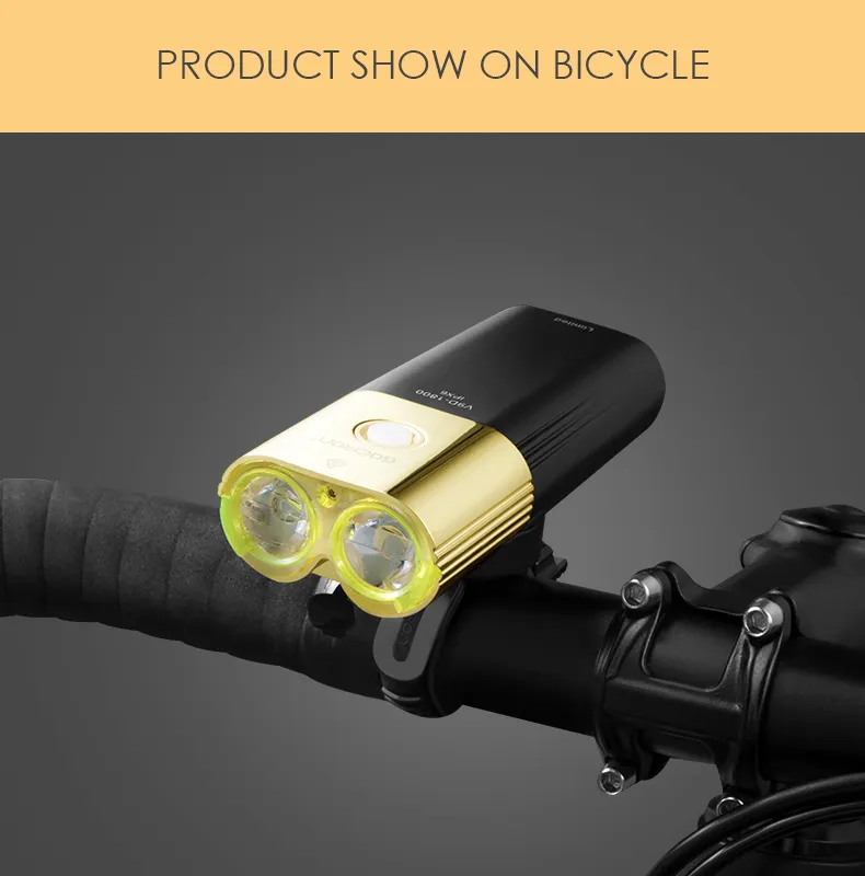 V9D-1800 Gold Professional Bicycle Headlight &Power Bank