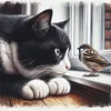 Cat And Sparrow-11CT Stamped Cross Stitch 40*40cm/15.75*15.75in
