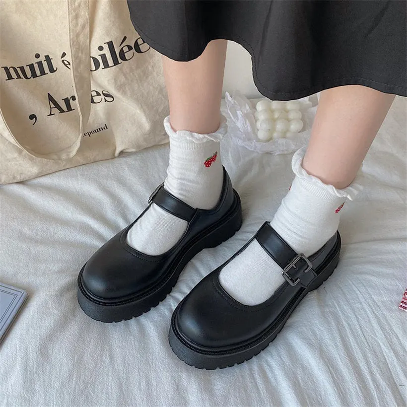 Mary Jane Shoes for Women 2022 spring Chunky Platform Ankle Strap Pumps Woman Thick Bottom Lolita Shoes cute Harajuku shoes