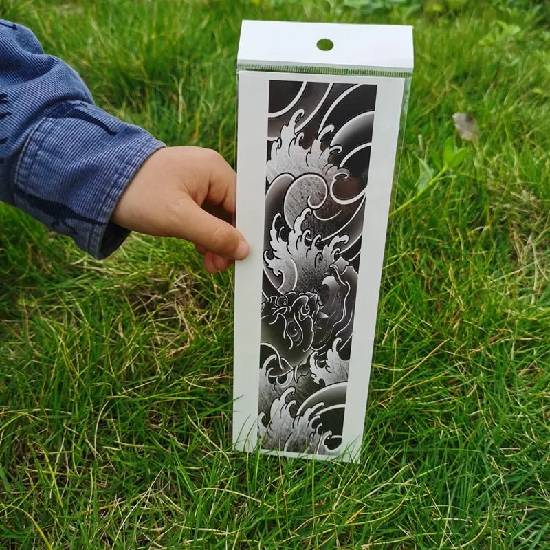Waterproof Flower Arm Temporary Tattoo Sticker Chinese Wind Arm Ring Wave Art Dec Fake Tattoo Men Women Foot Ring Tattoo Sticker
