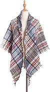 Women's Warm Woollen Scarf Triangle Shawls Winter Scarves Stripe Plaid Scarf