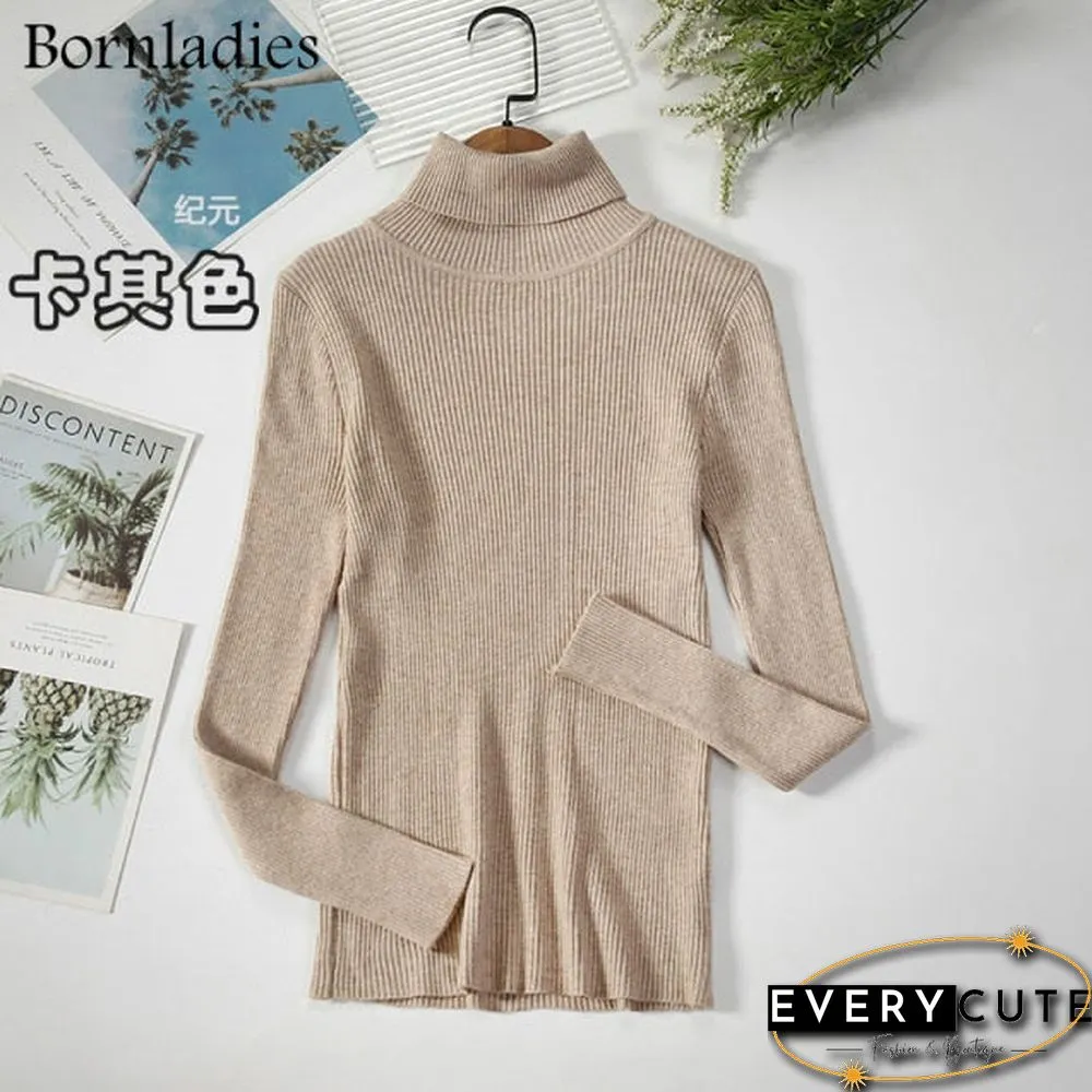 Bornladies Basic Turtleneck Women Sweaters Autumn Winter Tops Slim Women Pullover Knitted Sweater Jumper Soft Warm Pull