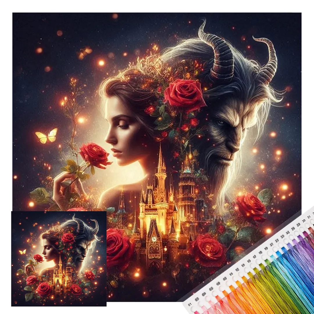ストライク・ザ・ブラッド　ゴールデンタイムスターターブック　ポスター　4点セット Beauty and Beast Full 14CT 2 Strands DIY Stamped Cross Stitch Kits