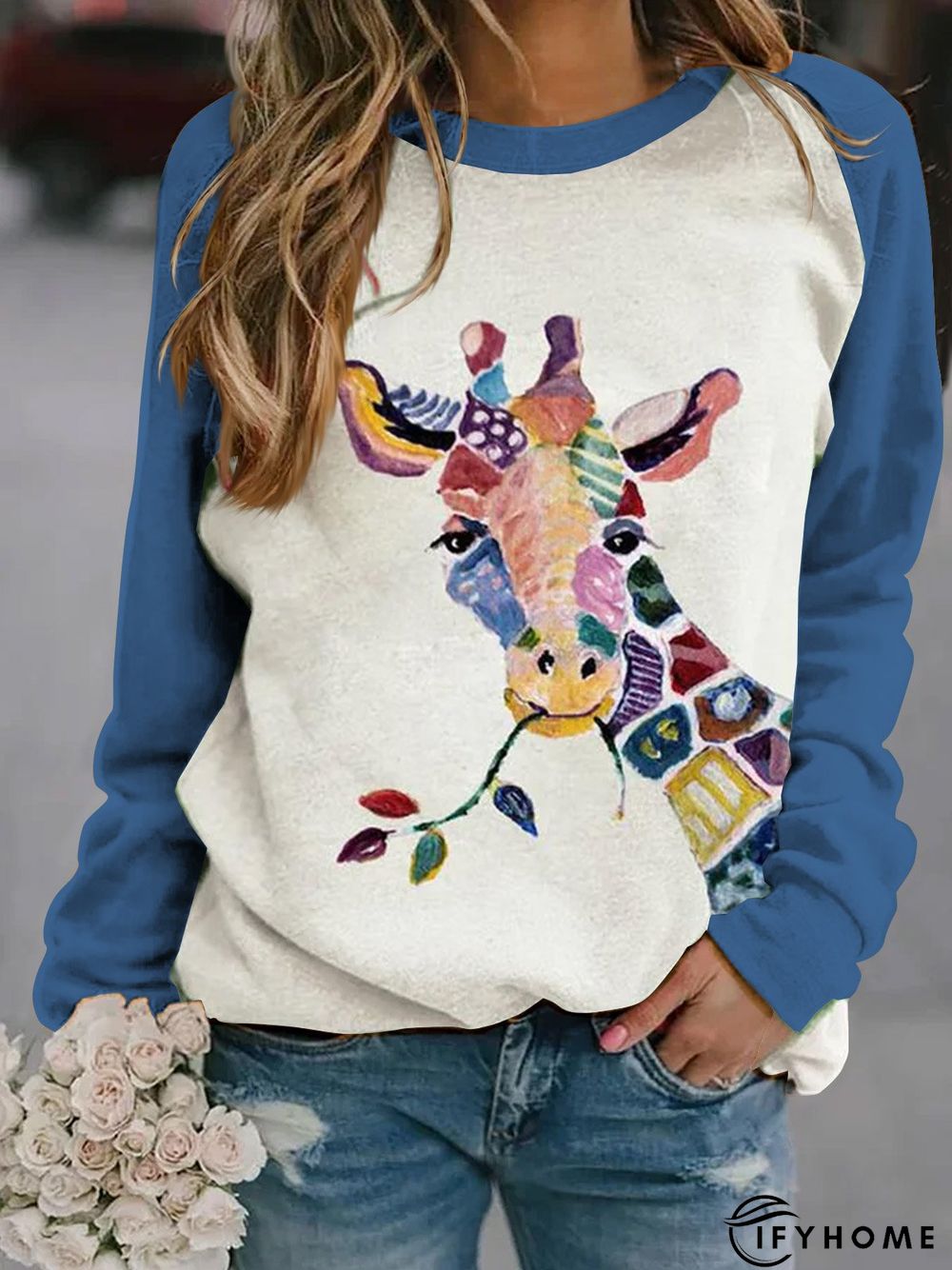 Long Sleeve Shift Animal print Casual Sweatshirt | IFYHOME