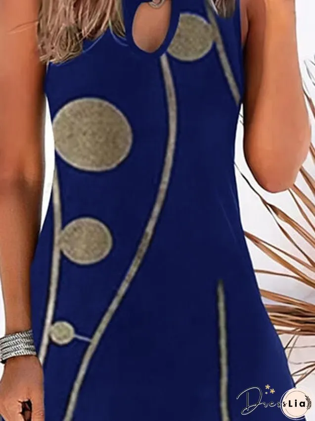 Casual Dress Mini Dress Black Blue Sleeveless Geometric Print Spring Summer Crew Neck Basic Daily Weekend Summer Dress S M L XL XXL 3XL 4XL 5XL for Women