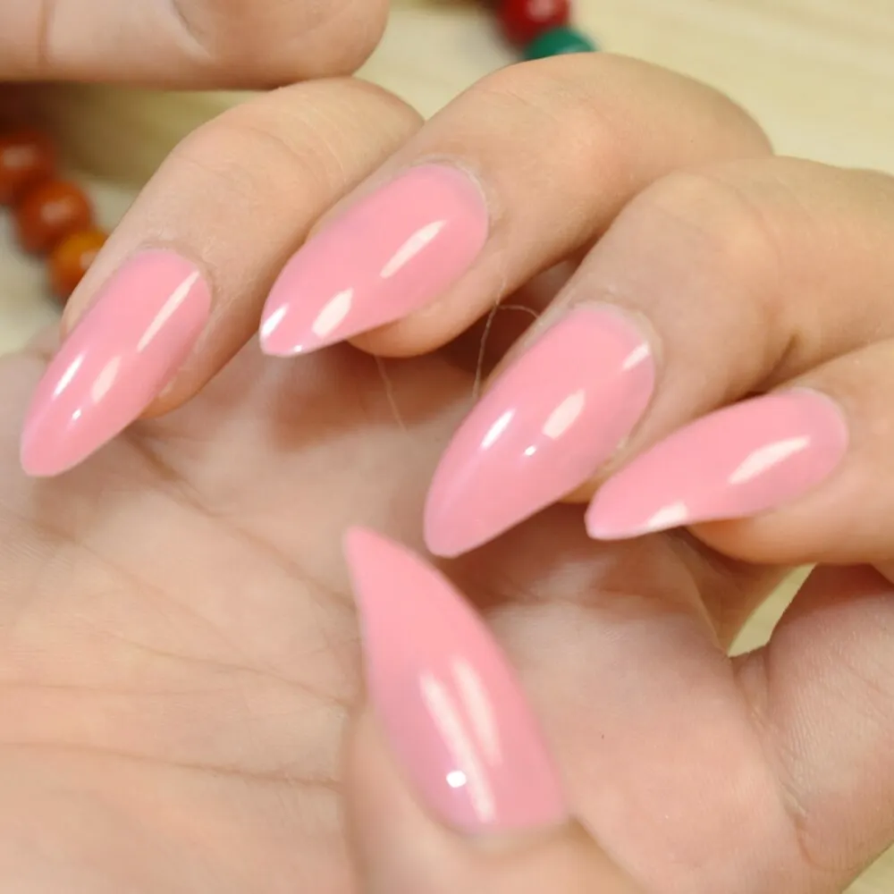 True Color Fashion Fake Nails Jujube Dark Red Stiletto Press On Nails DIY Manicure Tips Full Wrap Many colors 24pcs/kit-Nail Inspo