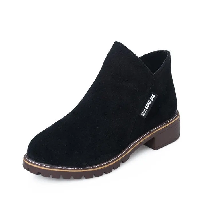 Miaoguan NEW Women Martin Boots Autumn Winter Boots Classic Zipper Snow Ankle Boots Suede Warm Fur Plush Women Shoes Short Boots