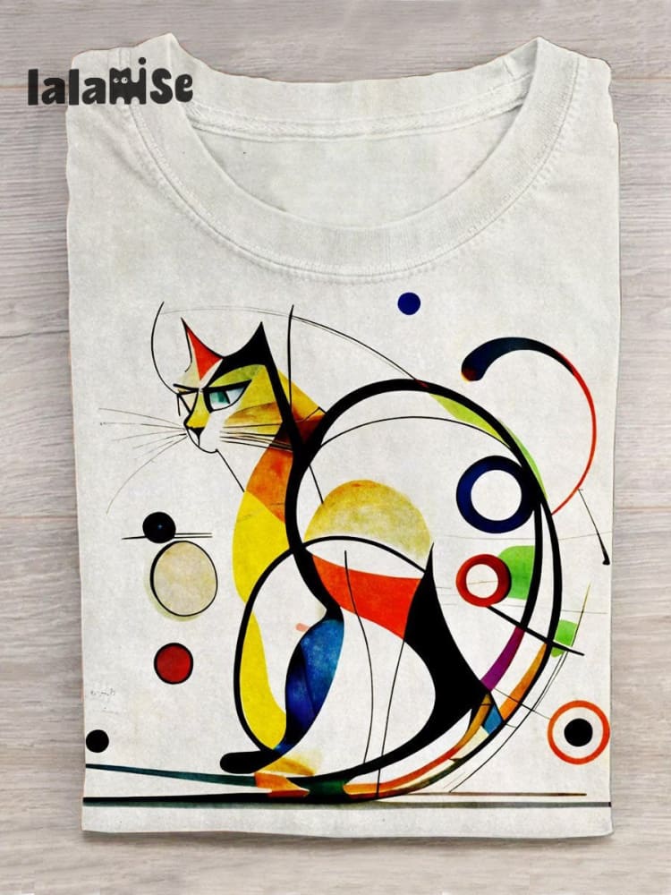 Picasso Abstract Cat Art Design T - Shirt White / S